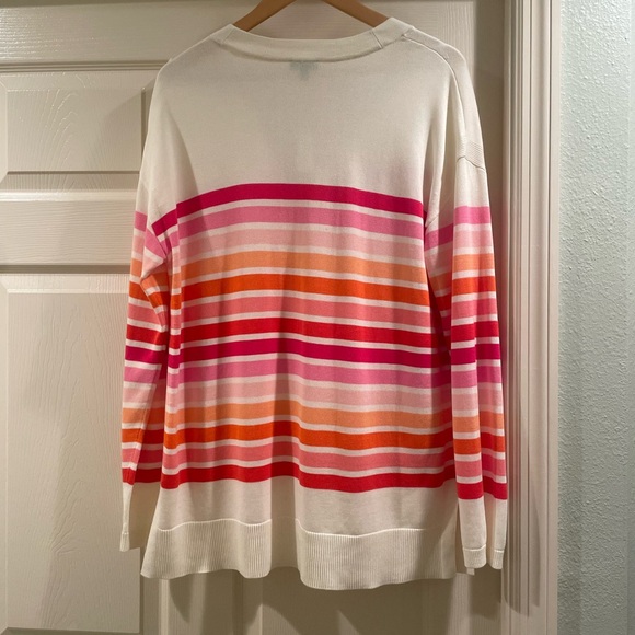 TALBOTS Multicolored Striped Girlfriend Cardigan with Buttons - Picture 3 of 8